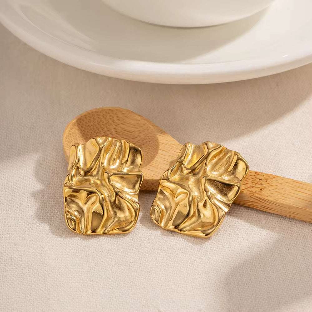 18K Gold-Plated Crinkle Stud Earrings