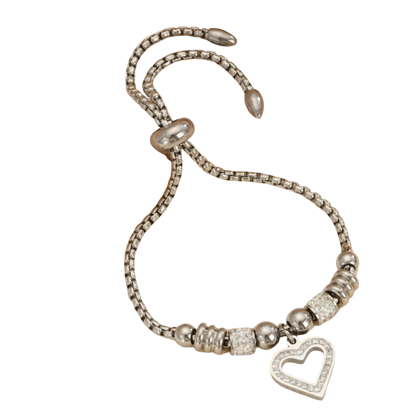 Elegant Gold-Tone Stainless Steel Heart Bracelet