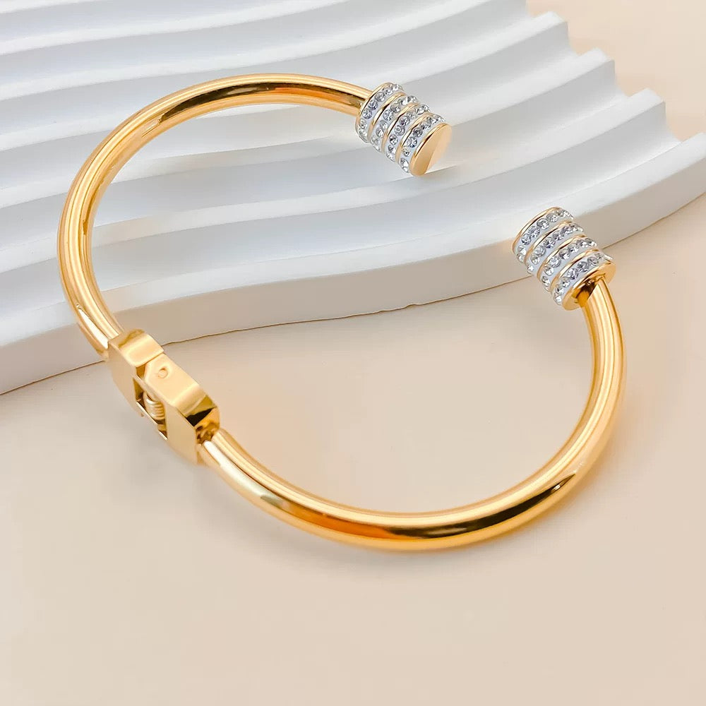 Gold-Tone Crystal Embellished Cuff Bangle