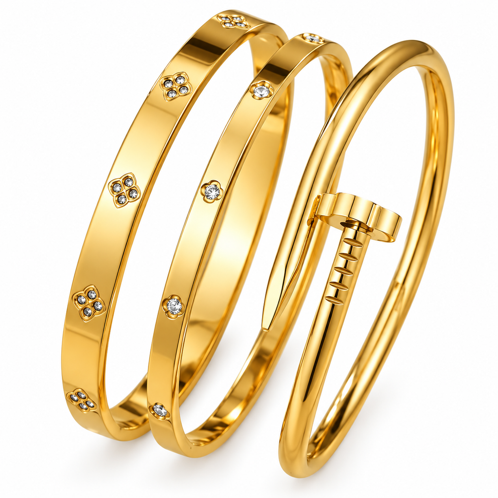 Golden Elegance – Crystal Embellished Nail Bangle Set