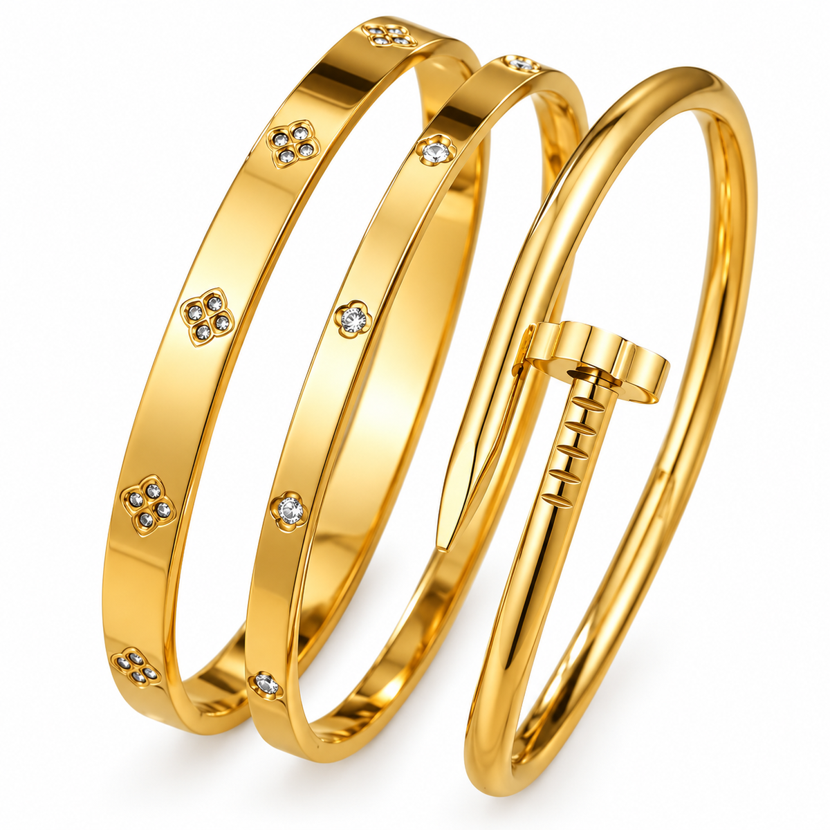 Golden Elegance – Crystal Embellished Nail Bangle Set