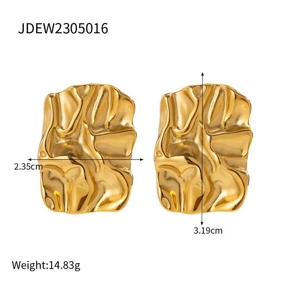 18K Gold-Plated Crinkle Stud Earrings