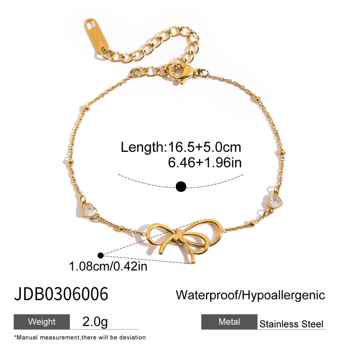 Stainless Steel Gold Knot Chain Bracelet for Women – Waterproof, Tarnish-Resistant & Hypoallergenic Adjustable Bracelet