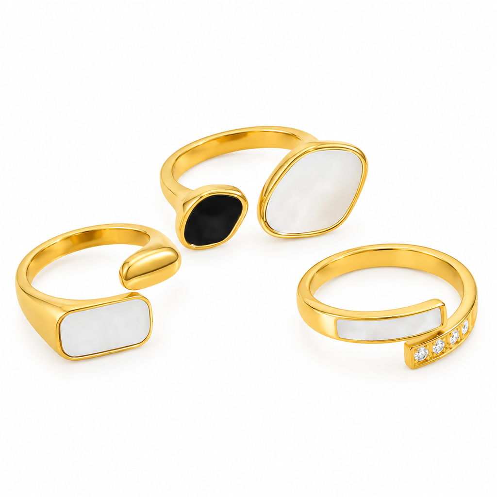 Elegant Gold-Plated Geometric Ring Set for Women