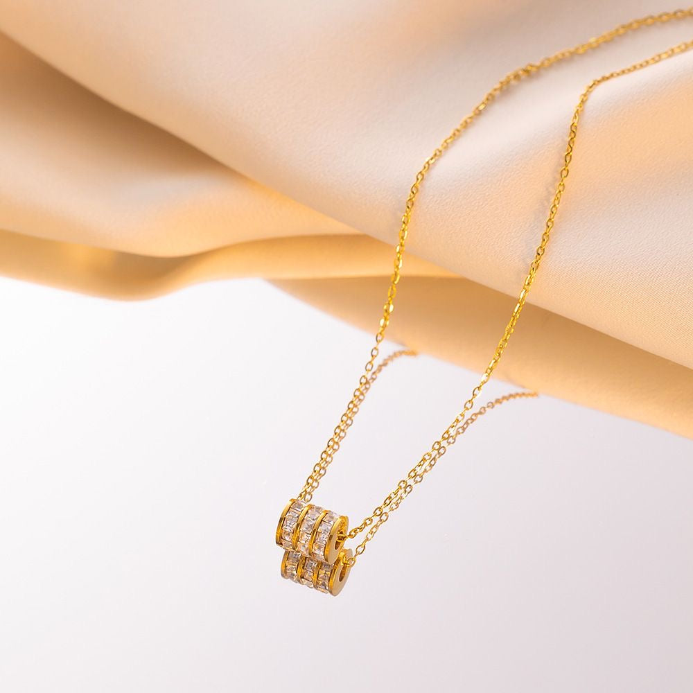 The Eternal Barrel Collection – Elegant Gold Necklace & Bracelet Set for Women