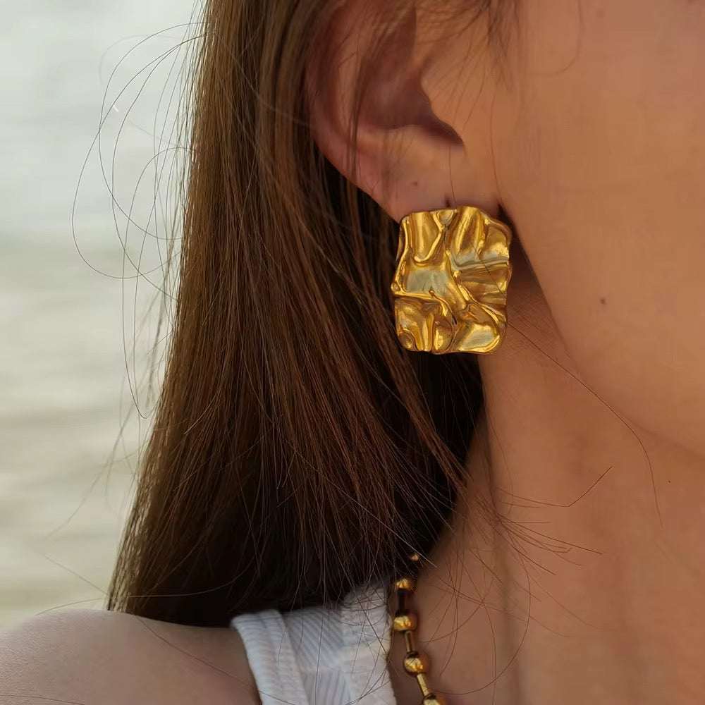 18K Gold-Plated Crinkle Stud Earrings