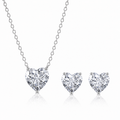925 Sterling Silver Heart Cut Cubic Zirconia Necklace & Stud Earrings Jewellery Set for Women – Elegant Matching Silver Gift Set