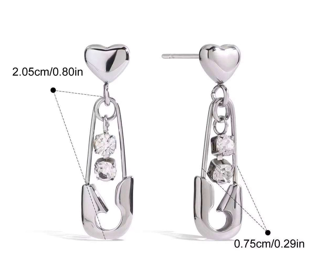 Stainless Steel Silver Paper Clip Dangle Earrings