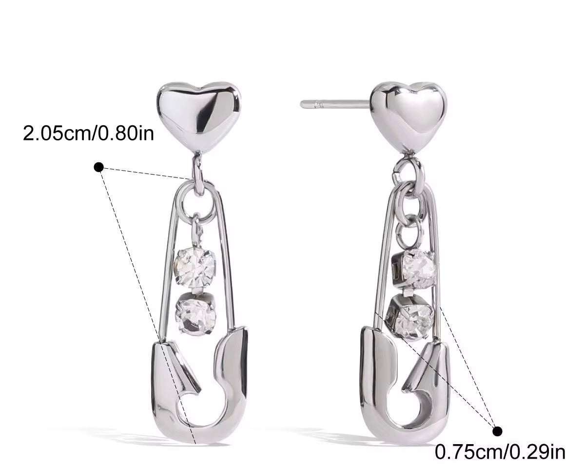 Stainless Steel Silver Paper Clip Dangle Earrings