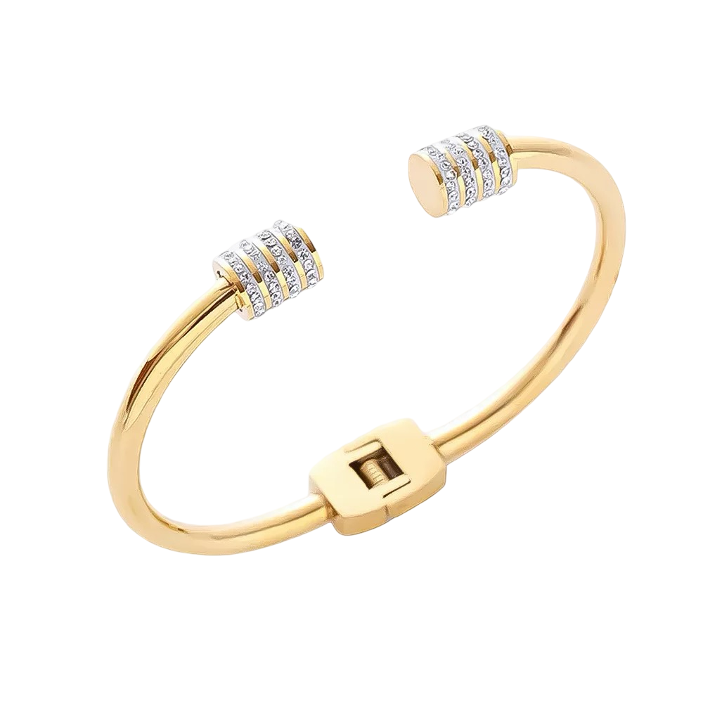 Gold-Tone Crystal Embellished Cuff Bangle