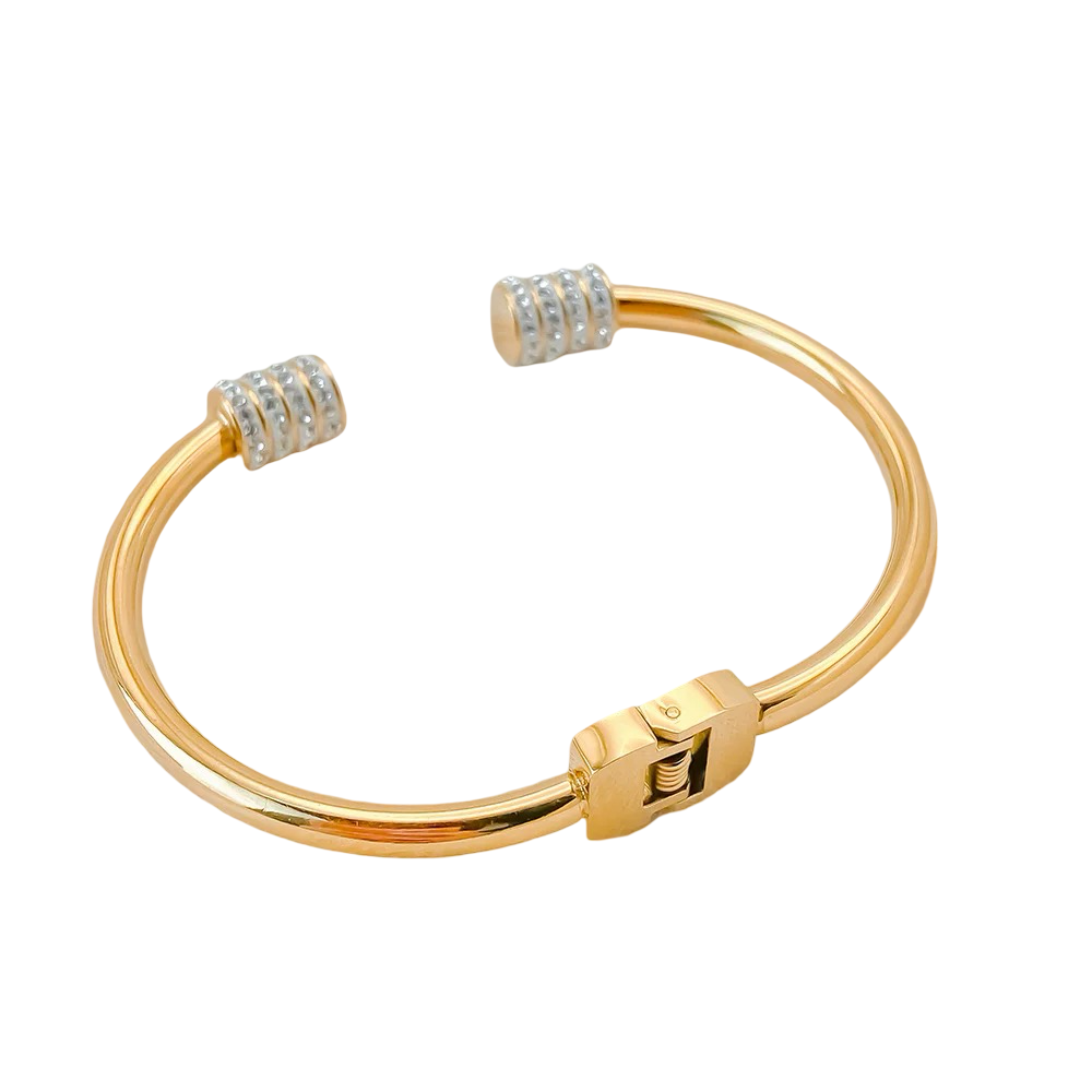 Gold-Tone Crystal Embellished Cuff Bangle