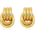 Two-Tone Knot Stud Earrings – Gold & Silver Interlocking Statement Earrings for Women