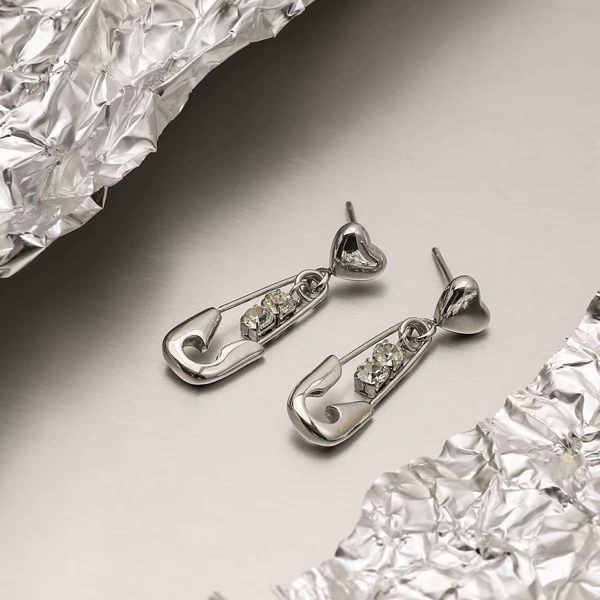 Stainless Steel Silver Paper Clip Dangle Earrings