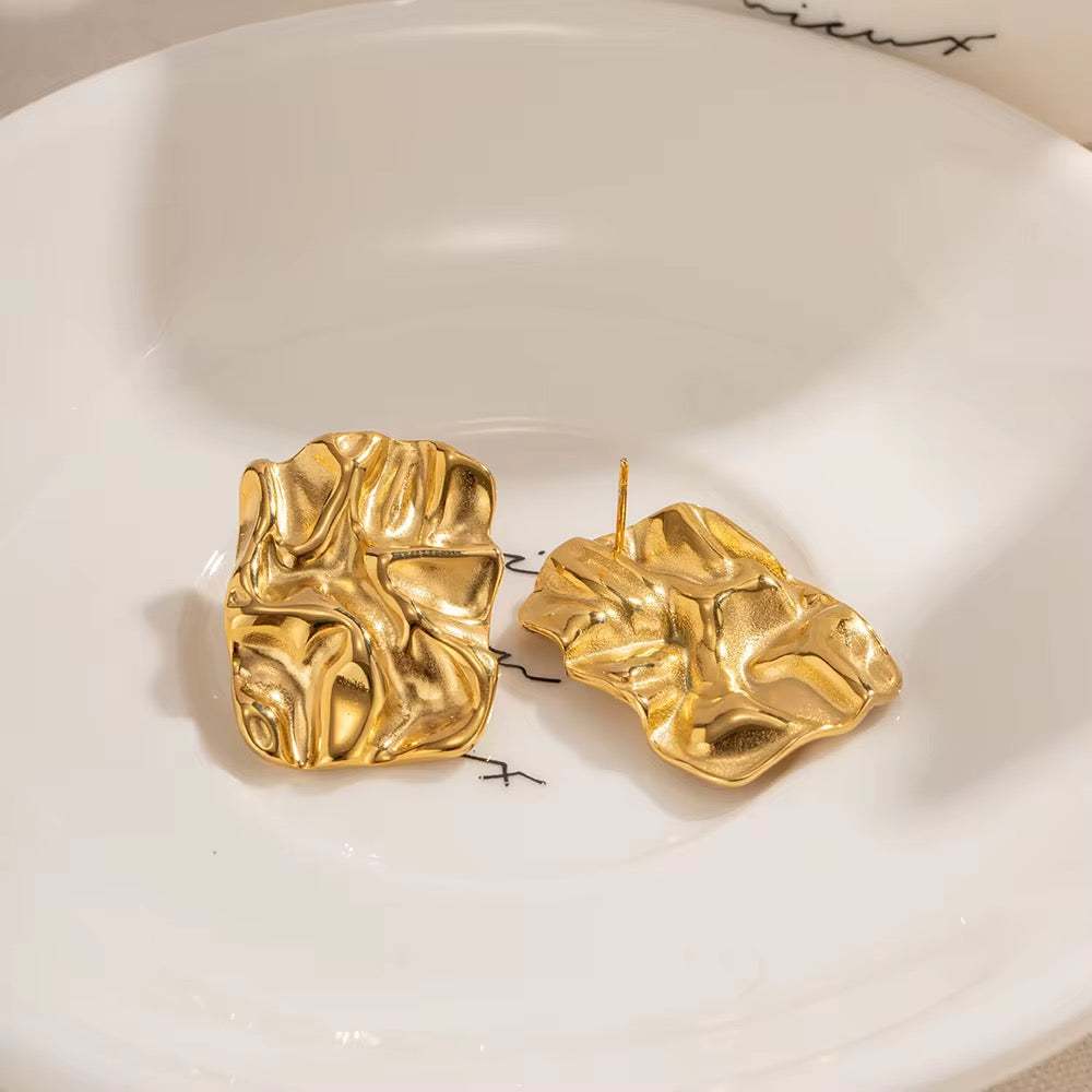18K Gold-Plated Crinkle Stud Earrings
