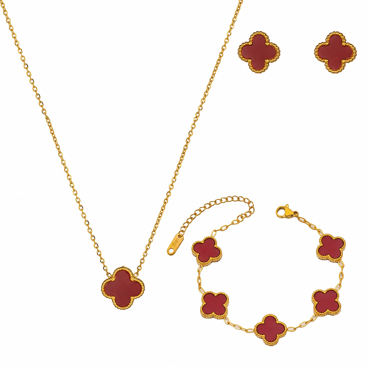 Premium Floral Charm Jewellery Collection – 18ct Gold-Plated Necklace, Bracelet & Earrings Set for Women