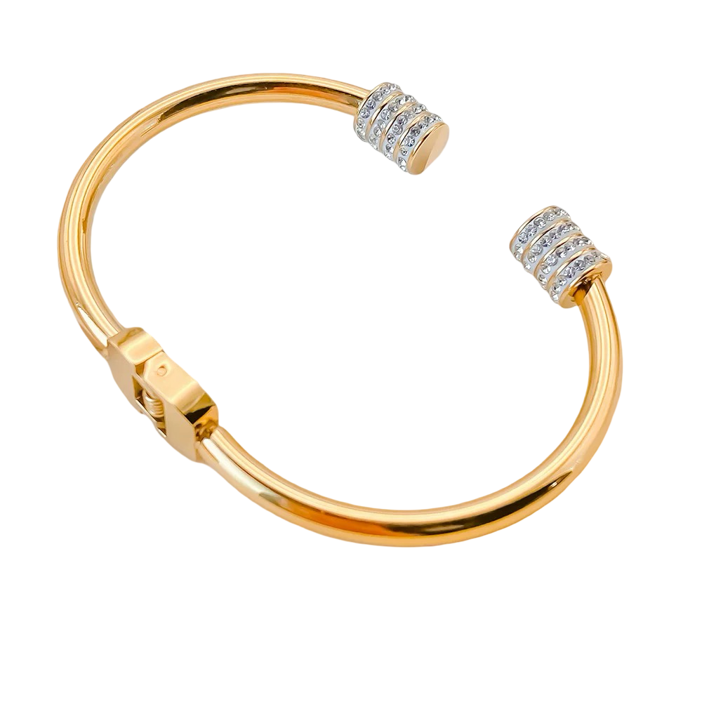 Gold-Tone Crystal Embellished Cuff Bangle