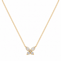 18K Gold Crystal Butterfly Pendant Necklace – Delicate Marquise Cubic Zirconia Chain