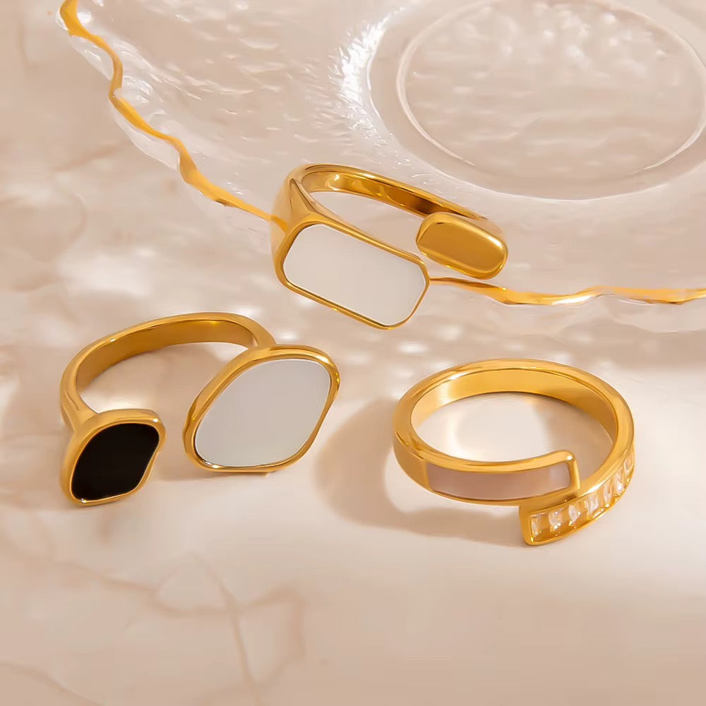 Elegant Gold-Plated Geometric Ring Set for Women