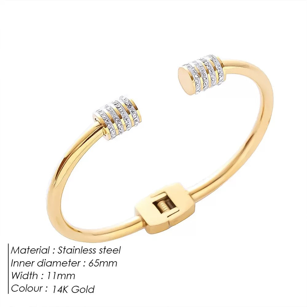 Gold-Tone Crystal Embellished Cuff Bangle