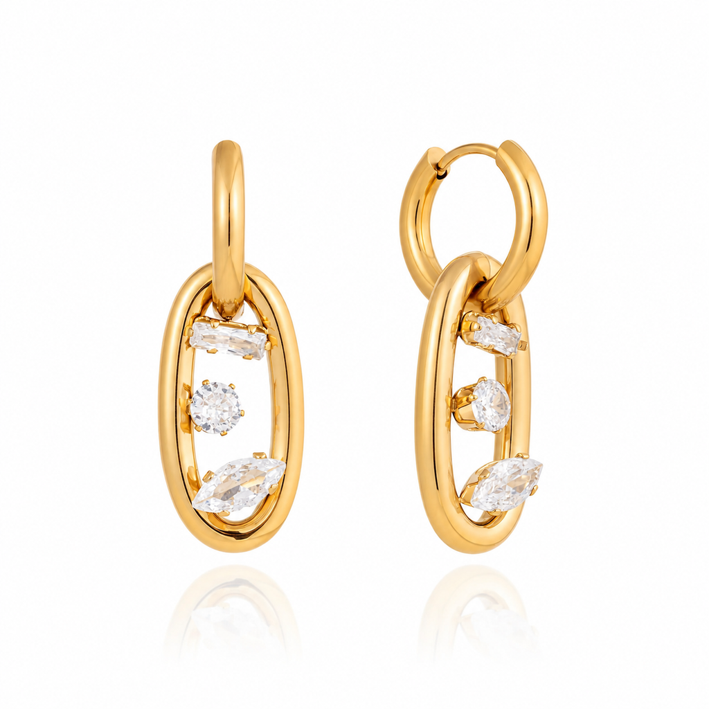 Luxe Chain Crystal Drop Earrings