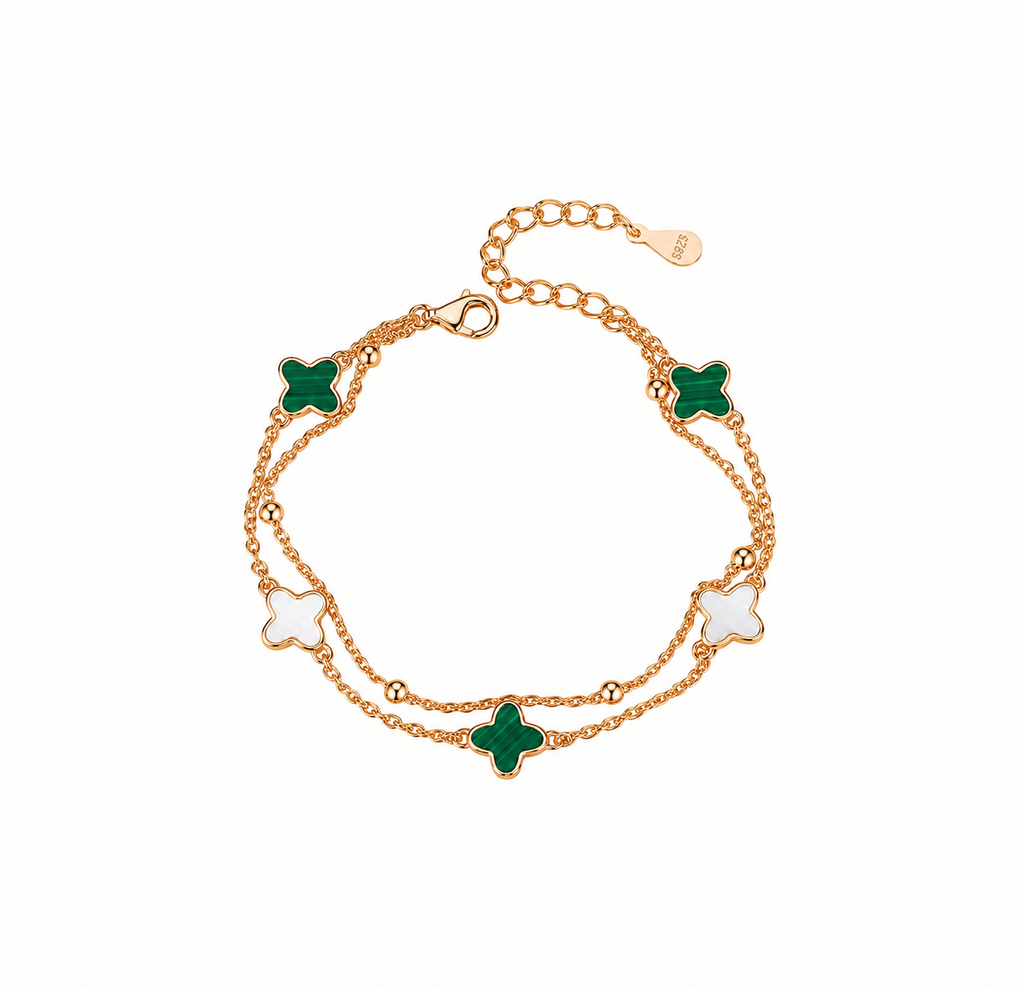 Lucky Clover Gold-Plated Bracelet – Elegant Stainless Steel Clover Bangle for Women