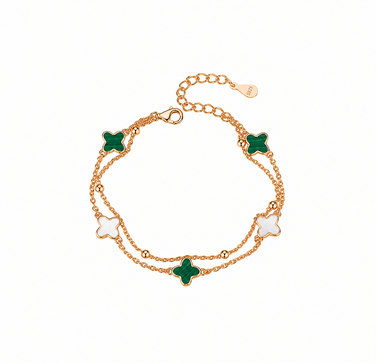 Lucky Clover Gold-Plated Bracelet – Elegant Stainless Steel Clover Bangle for Women