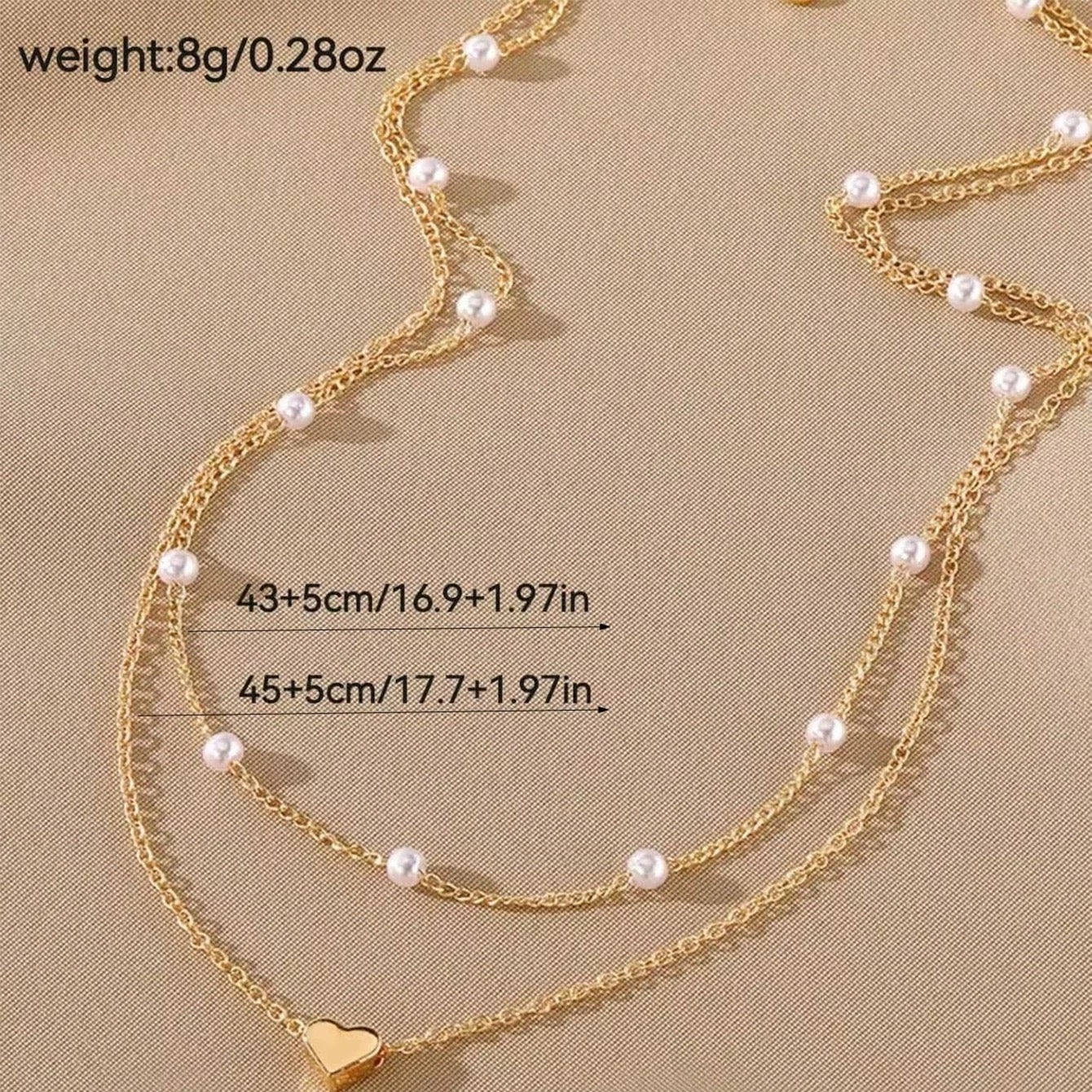 Layered Pearl & Heart Necklace