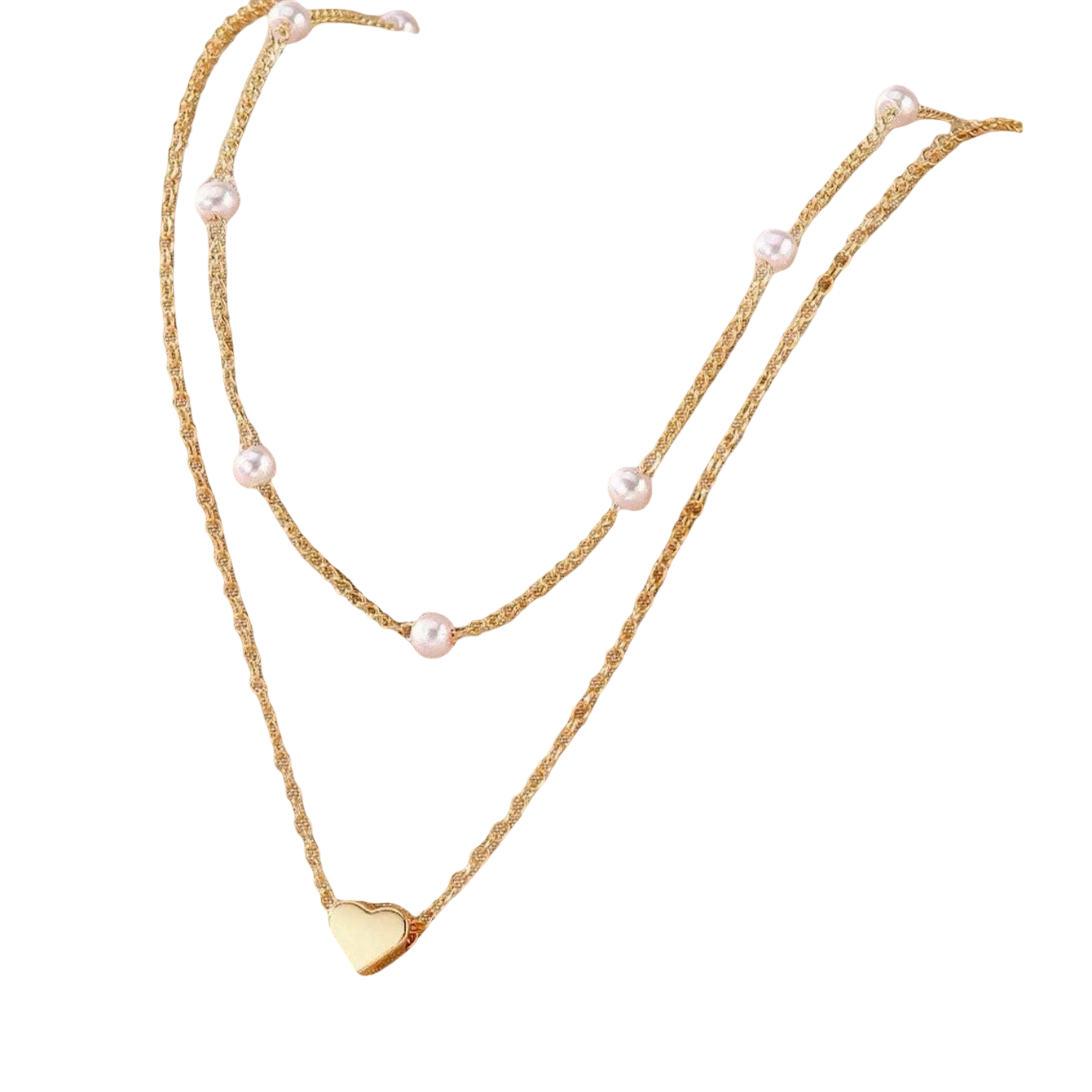 Layered Pearl & Heart Necklace