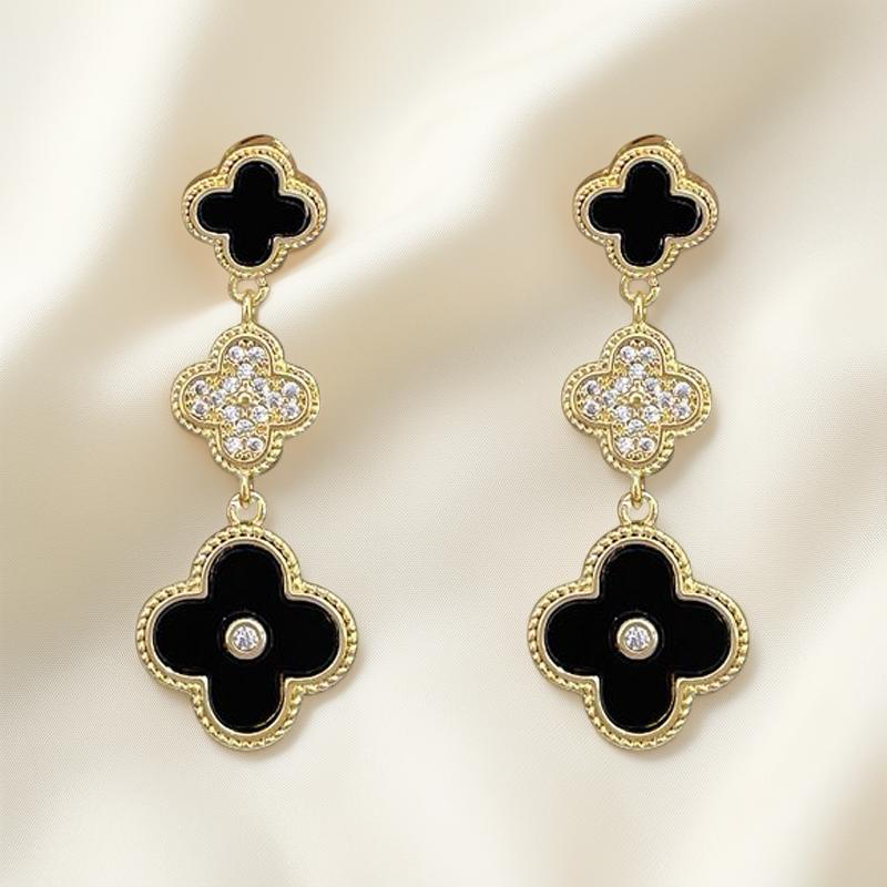 Long Four Leaf Clover Earrings