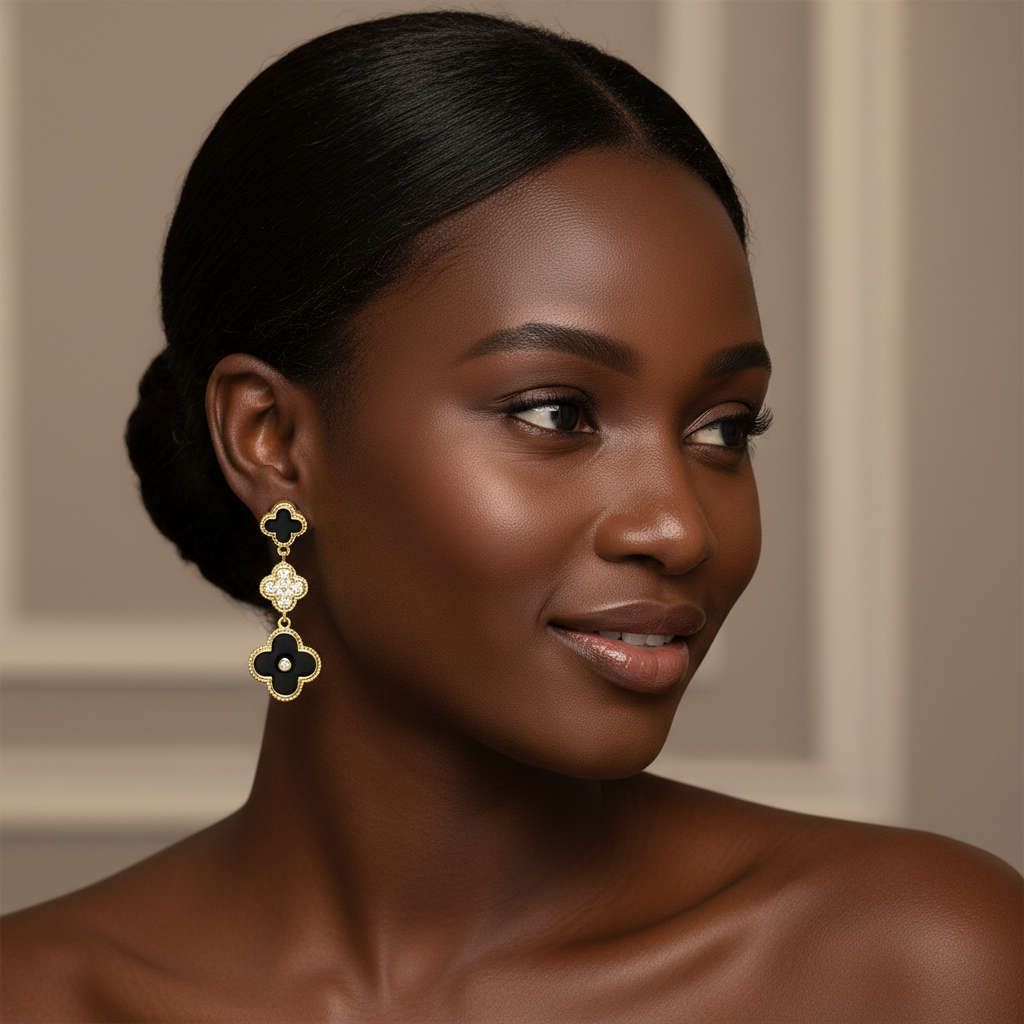 Long Four Leaf Clover Earrings