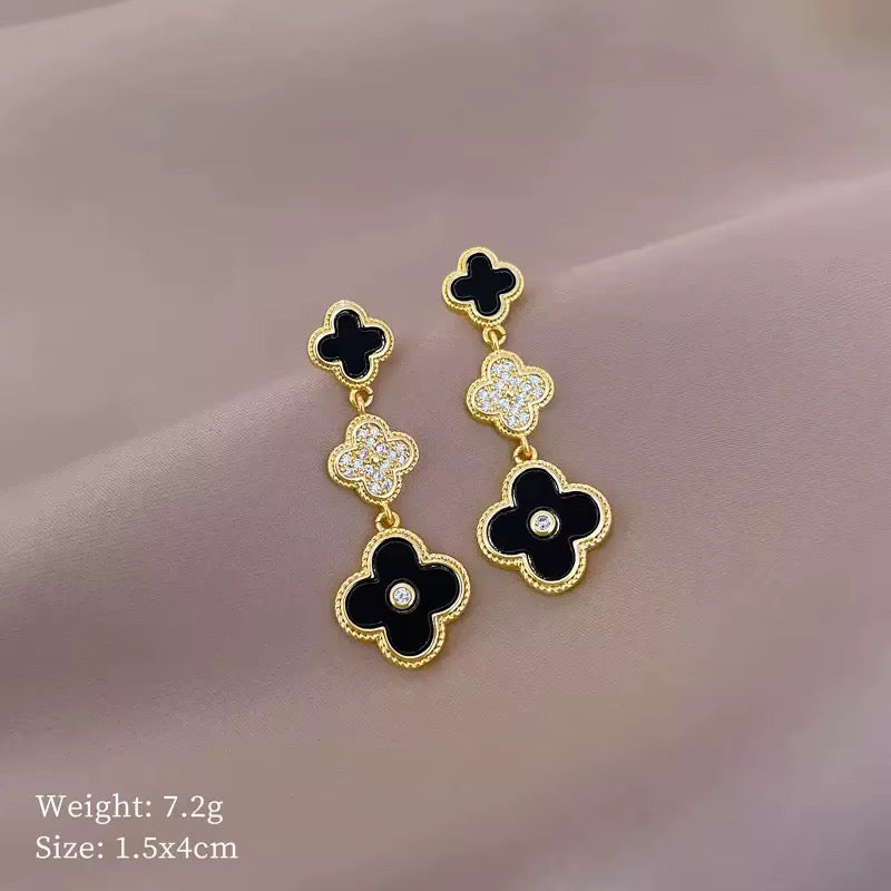 Long Four Leaf Clover Earrings
