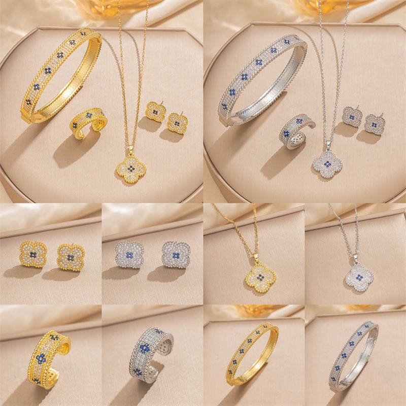 Golden Floral Blossom Jewellery Set