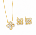 Classic Floral Jewellery Set – Cubic Zirconia Necklace & Earrings