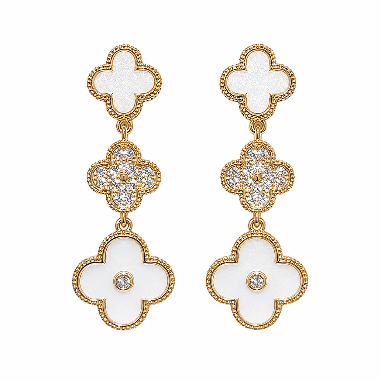 Long Four Leaf Clover Earrings