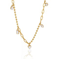 Stainless Steel Gold Heart & Square Charm Necklace for Women – Waterproof Tarnish-Free Layered Link Chain with Cubic Zirconia Pendant
