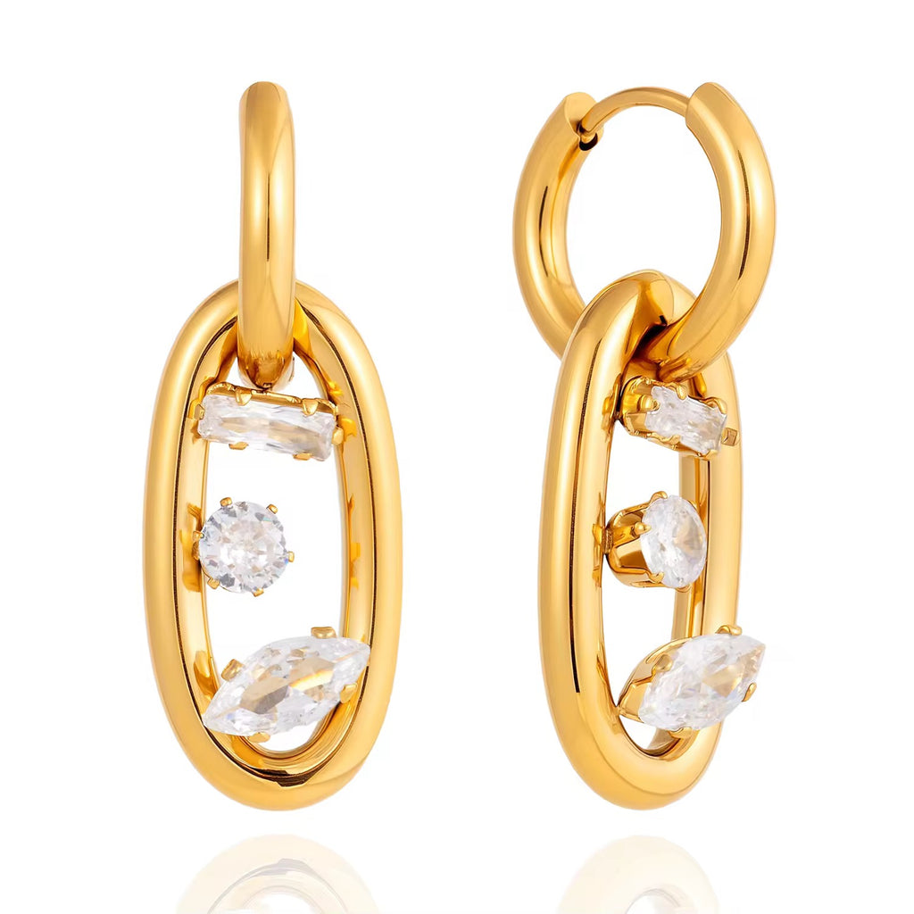 Luxe Chain Crystal Drop Earrings