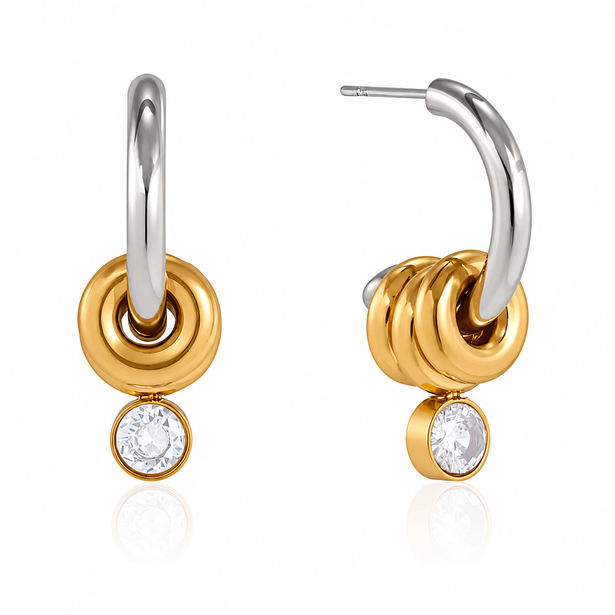 Stainless Steel Gold Hoop Earrings with Cubic Zirconia Charm – Waterproof, Tarnish-Resistant & Hypoallergenic Drop Earrings for Women