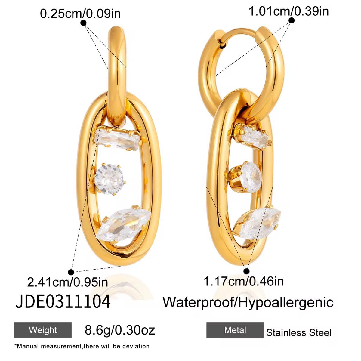 Luxe Chain Crystal Drop Earrings