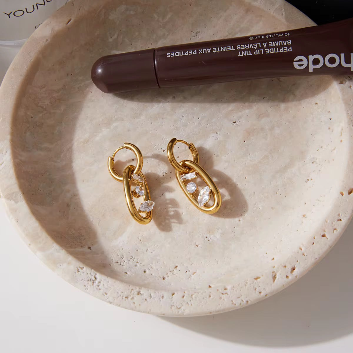 Luxe Chain Crystal Drop Earrings