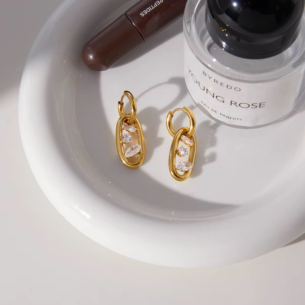 Luxe Chain Crystal Drop Earrings