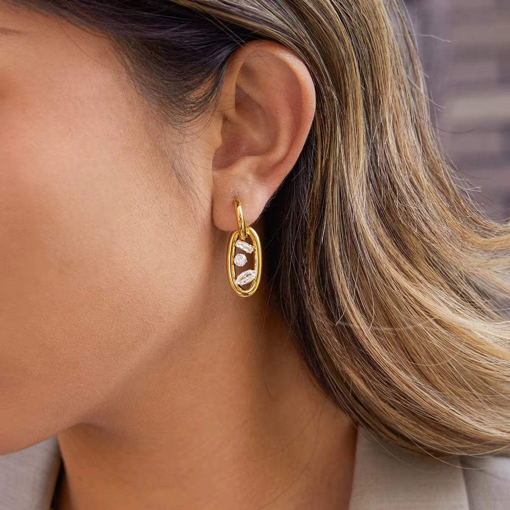 Luxe Chain Crystal Drop Earrings