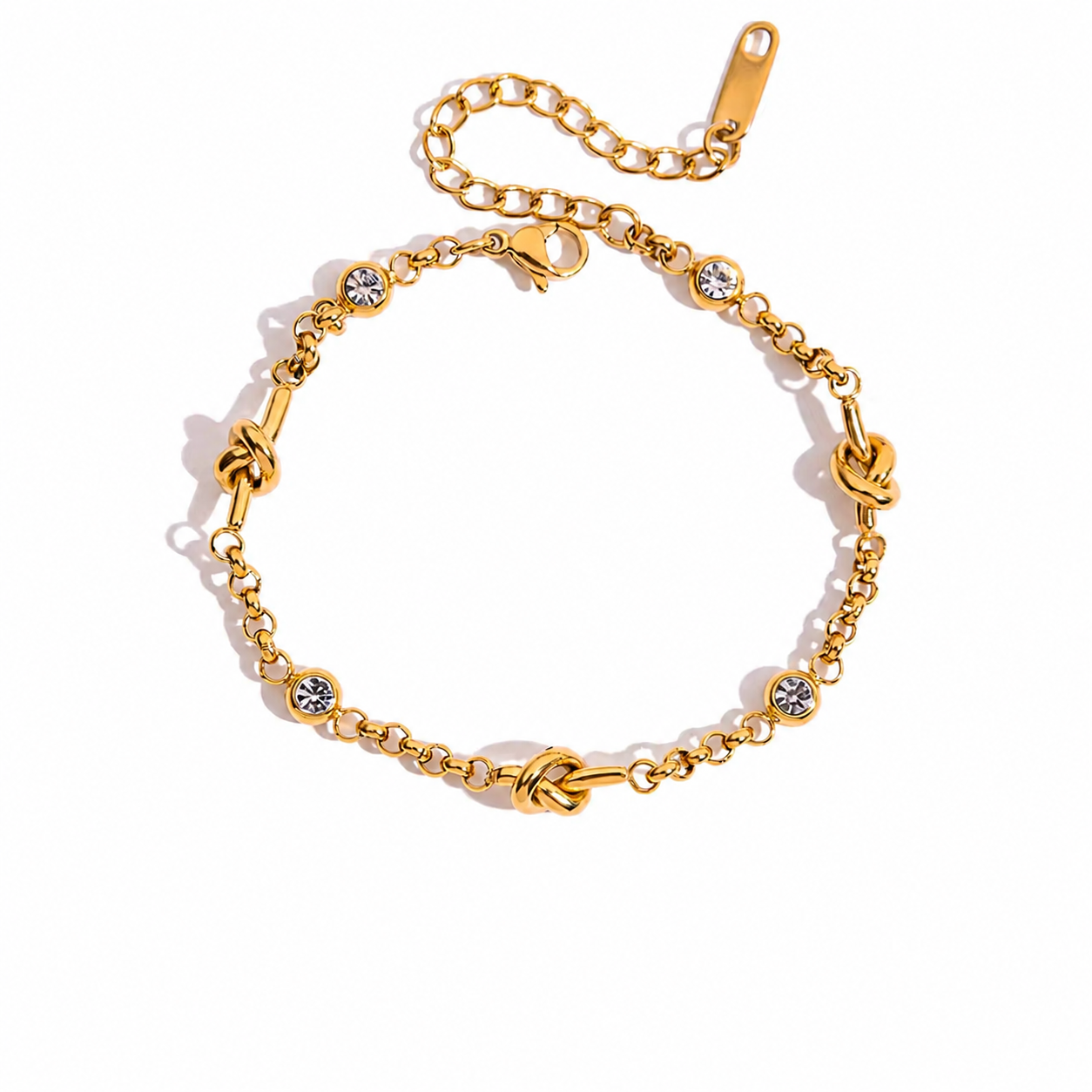 Stainless Steel Gold Knot Chain Bracelet for Women – Waterproof, Tarnish-Resistant & Hypoallergenic Adjustable Bracelet