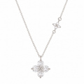 925 Sterling Silver Four-Leaf Clover Crystal Pendant Necklace | Cubic Zirconia Floral Necklace | Elegant Silver Necklace for Women | Gift for Her