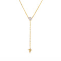Dainty Gold Crystal Solitaire Necklace with Star Charm