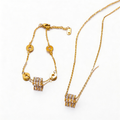 The Eternal Barrel Collection – Elegant Gold Necklace & Bracelet Set for Women