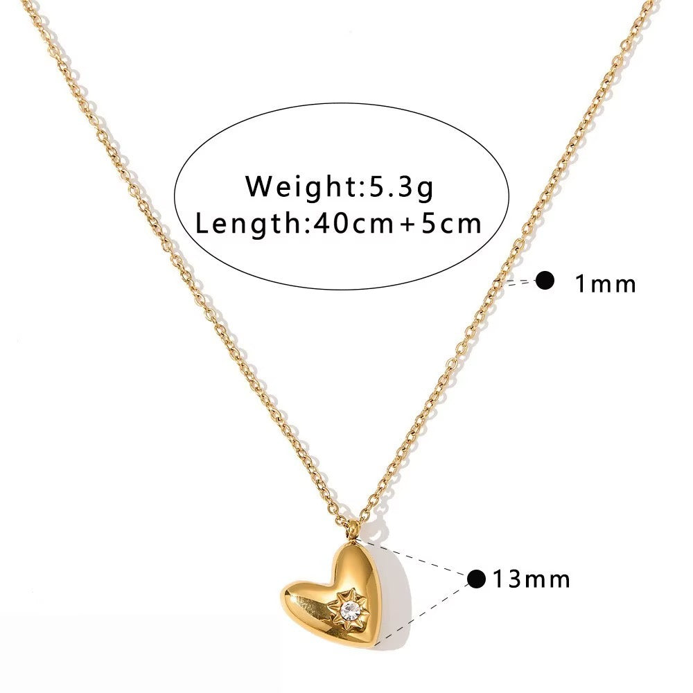 Celestial Starburst Heart Pendant Necklace